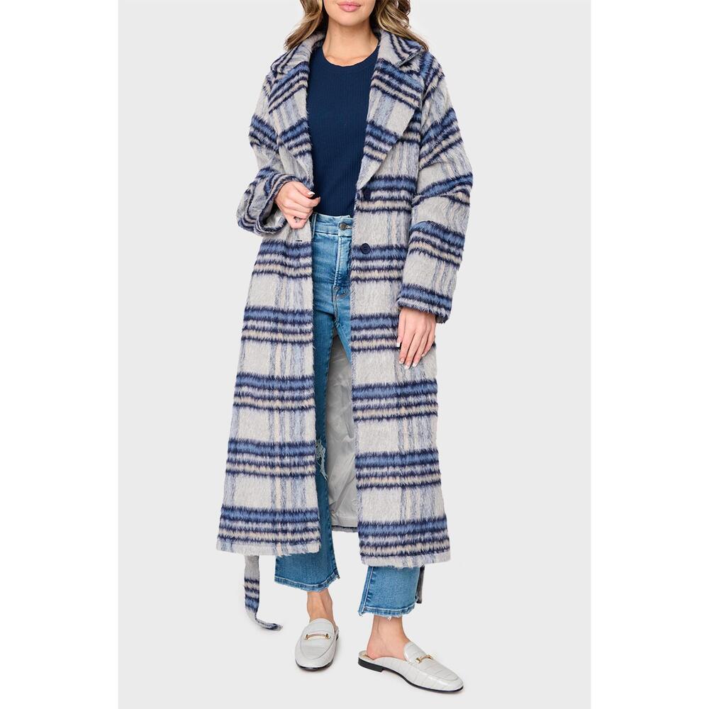 NEW EN SAISON demi long sleeves coat in navy plaid